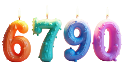 Colorful Lit Birthday Candles Number 6790 Festive Celebration