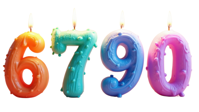 Colorful Lit Birthday Candles Number 6790 Festive Celebration
