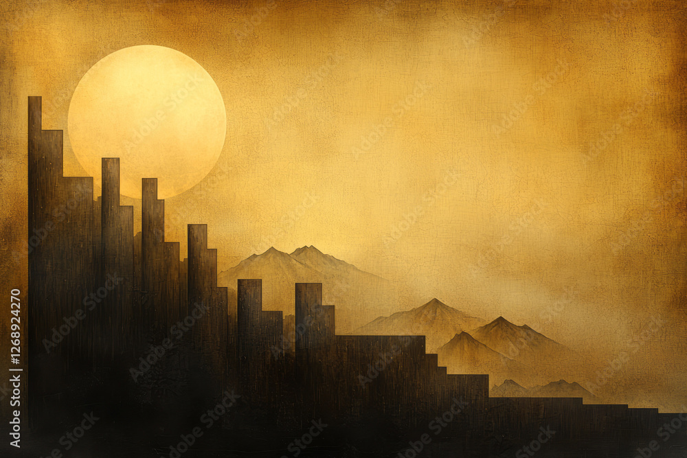 Aufkleber a horizontal capture of the fortressâ€™s expansive perimeter, each section glowing in a gentle,