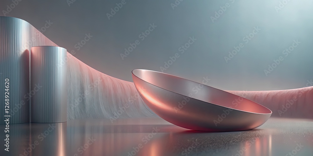 Poster abstract metallic forms and soft curves