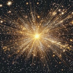 Explosion of golden light radiating outwards in a starburst pattern