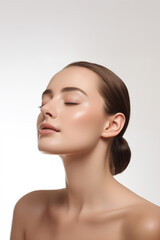 Beautiful face of young woman with perfect health skin