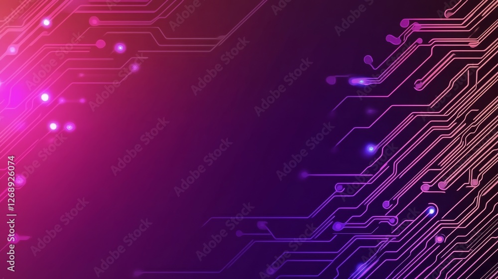 Poster abstract digital circuit design with vibrant color and glowing elements on a gradient background