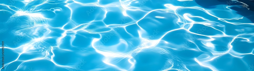 Poster crystal clear blue water surface reflecting sunlight with beautiful wavy patterns in a luxurious res