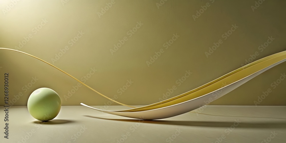 Poster abstract composition with curves and sphere
