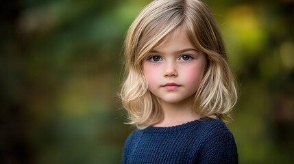 Naklejka premium A child stands in a serene forest, embodying innocence and connection with nature.