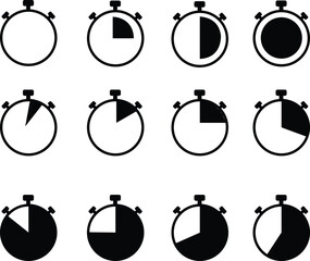 Time speed icon set. Solid icon vector graphic designs, elements Stopwatch Icons, Countdown timer symbols, isolated on transparent background, For website design, logo, app, mobile apps, template, ui,