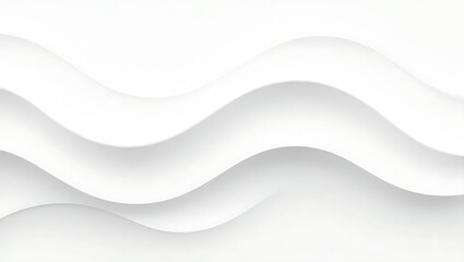 Abstract 3D background with flowing, curved white layers arranged in a wave-like pattern
