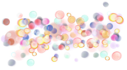 Blurred bokeh colors light glowing on transparent background