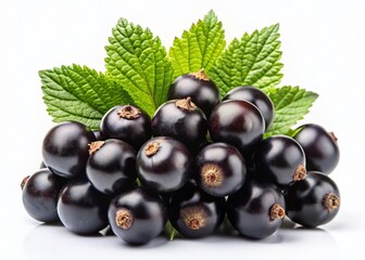 Fototapeta premium Fresh Black Currants Isolated on White Background - High-Resolution Stock Photo