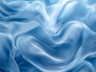 Fototapeta premium Soft blue fabric flowing with gentle waves