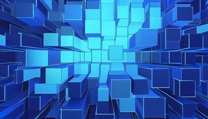 Fototapeta premium 3D Abstract background with blue squares. Generated image