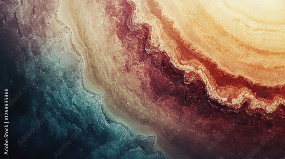 Aufkleber Colorful layers of swirling clouds on a distant planet captured in stunning detail during a high resolution exploration. Generative AI
