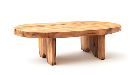 Fototapeta premium Modern Oval Wooden Coffee Table with Unique Grain and Texture