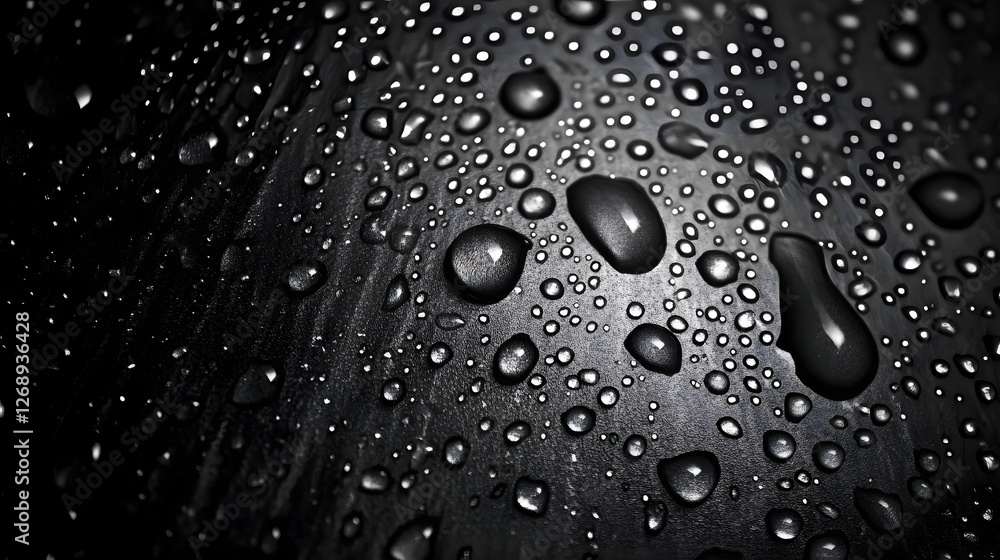 Poster dramatic macro photography showcasing a close up view of glistening water droplets and splashes on a