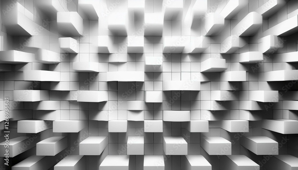 Poster 3d abstract background with white squares. generated image