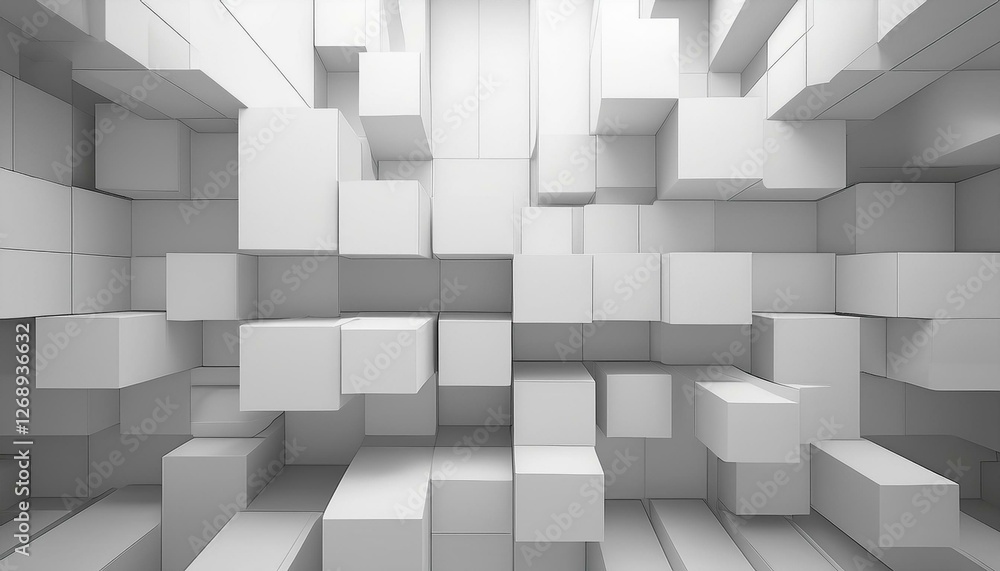 Poster 3d abstract background with white squares. generated image