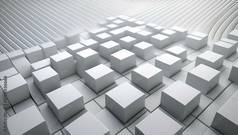 Poster 3d abstract background with white squares. generated image