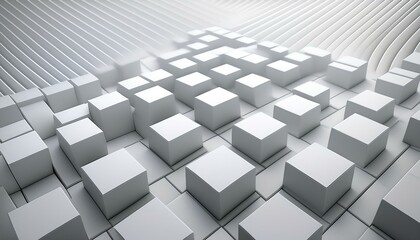 3D Abstract background with white squares. Generated image