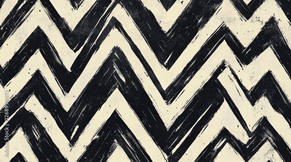 Poster a modern zigzag pattern in contrasting black and white, creating a bold and graphic visual that s pe