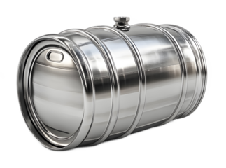 Metal beer keg on a transparent background. isolated background.