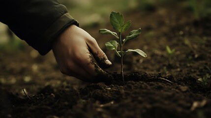 Fototapeta premium tree planting hands fertile ground images