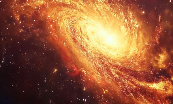 A breathtaking spiral galaxy glowing with golden cosmic energy, radiating deep into space. A perfect visual for astronomy, sci-fi, the universe, and celestial wonders.