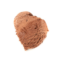 Melted chocolate ice cream isolated, real melting cocoa icecream drops, chocolate ice stain