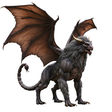 mythical creature standing in a calm pose on a transparent background