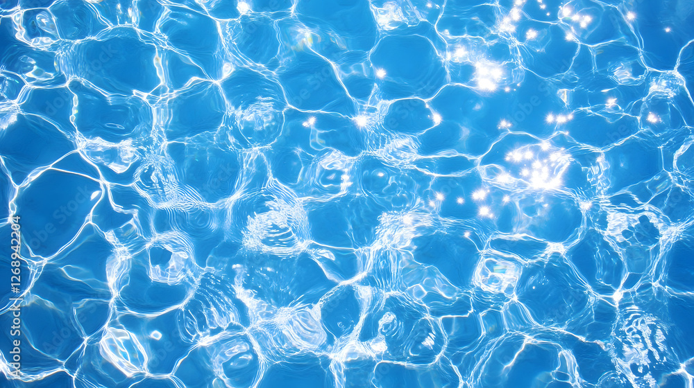 Poster Enchanting Reflection of Shimmering Blue Water in a Serene Pool Backdrop  Tranquil calming and mesmerizing water texture with wavy ripple patterns creating a dreamlike and ethereal atmosphere
