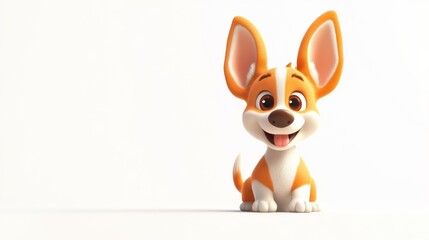 Cheerful Cartoon Dog Character with Large Ears and Happy Expression