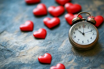 Speed Dating Concept. Hearts And A Stop Watch,