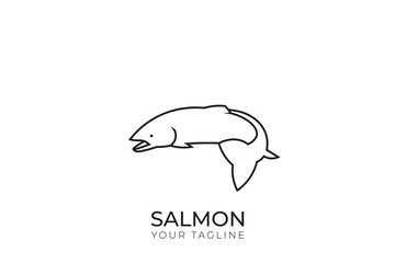 Simple salmon logo, salmon logo with minimalist design