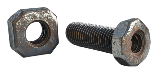 Metal bolt and nut on a white background. isolated background.