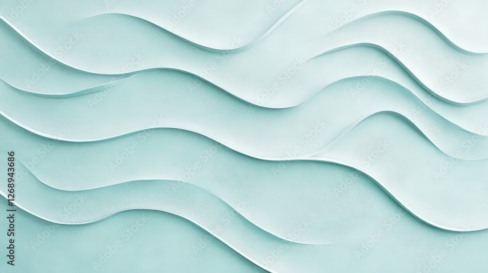 Aufkleber a pale aqua background with delicate wave-like textures, creating a calming and peaceful minimalist 