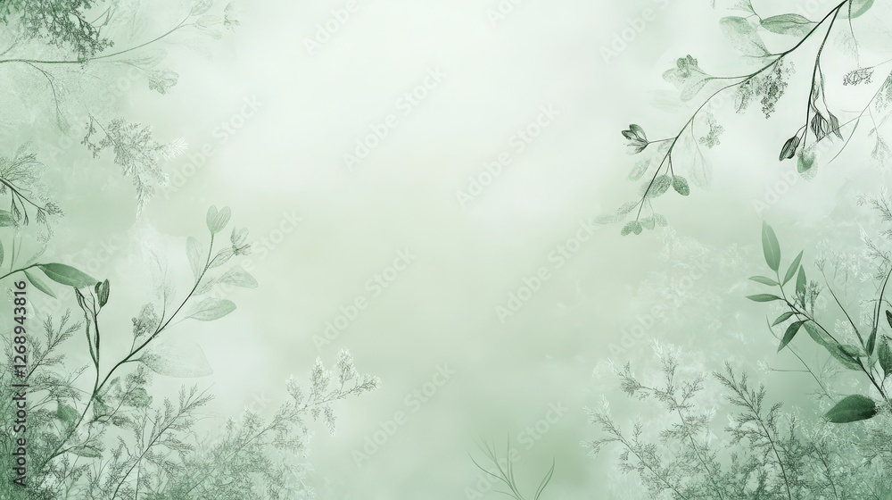 Poster a pale greenish background with light fading patterns, offering a fresh and organic look while keepi