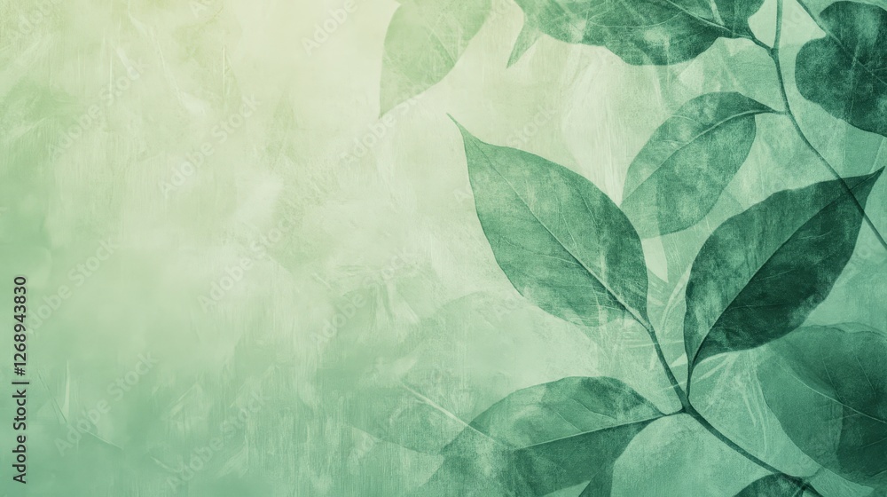 Poster a pale greenish background with light fading patterns, offering a fresh and organic look while keepi