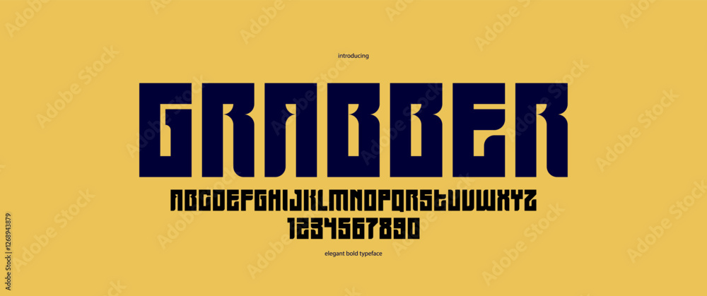 Poster bold simple sans serif display font for logos headers or slogans, vector thick and heavy geometric t