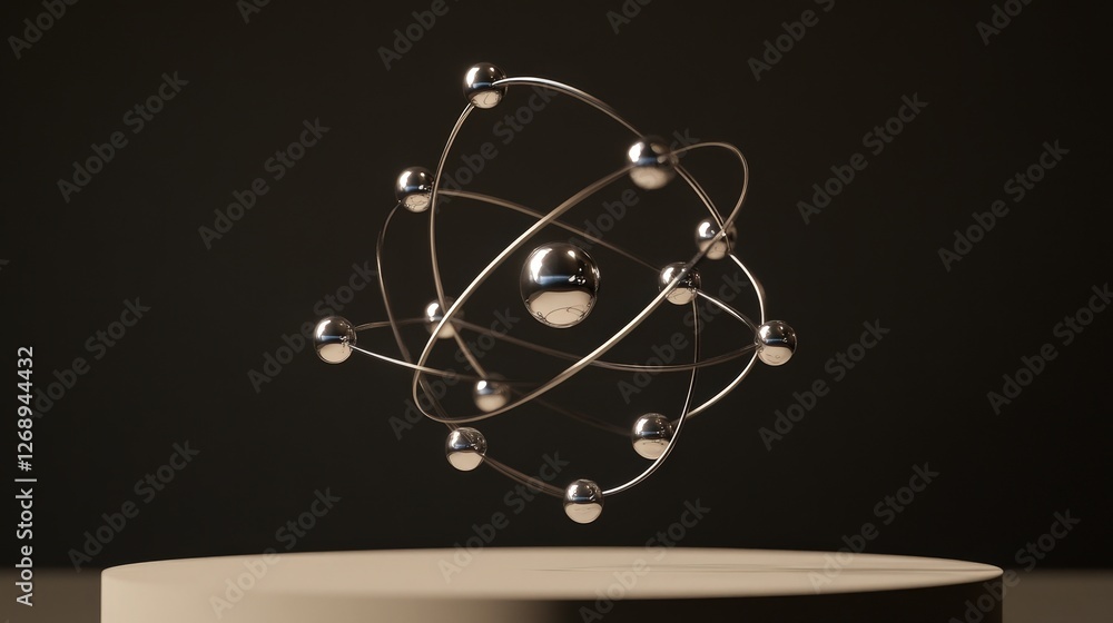 Poster a physics demonstration of an electron cloud surrounding the nucleus in quantum mechanics