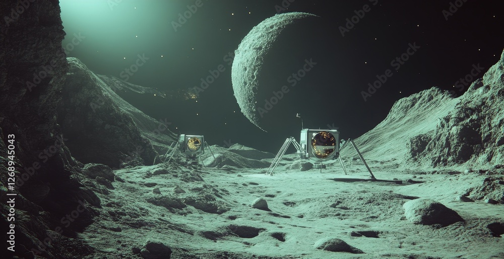 Poster a pioneering innovation in space exploration where autonomous drones and spacecraft are used for dee