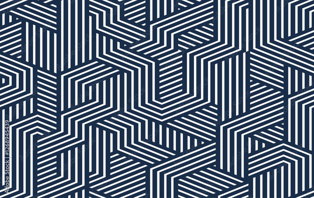Poster cubic surreal maze seamless pattern, trippy unreal vector geometric abstract background, impossible 