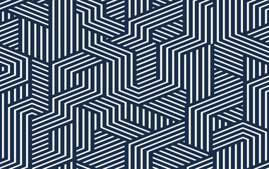 Cubic surreal maze seamless pattern, trippy unreal vector geometric abstract background, impossible construction optic art insane wallpaper.