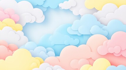 cartoon clouds with soft pastel colors, creating a whimsical and fun background ideal for children s products or lighthearted design projects