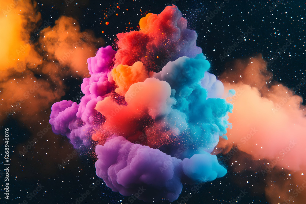 Canvas Prints a vibrant explosion of colors, resembling an abstract nebula in space, with swirling patterns and ra