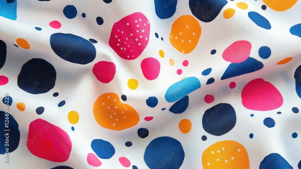Poster a playful polka dot pattern with varying sizes and colors, creating a fun and energetic design ideal