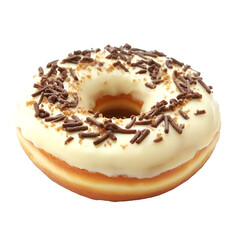 Fototapeta premium Delicious White Chocolate Donut with Chocolate Sprinkles and Sugar