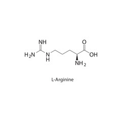 L-Arginine skeletal structure.Amino Acid compound schematic illustration. Simple diagram, chemical formula.