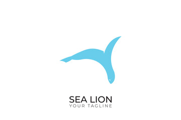 Sea lion logo design, green sea lion silhouette, minimalist sea lion logo