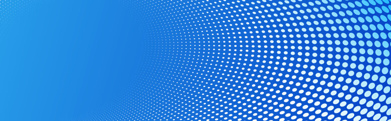 Blue dots in 3D perspective vector abstract background, multimedia internet information theme, wave stream of science technology or business blank template for ads.