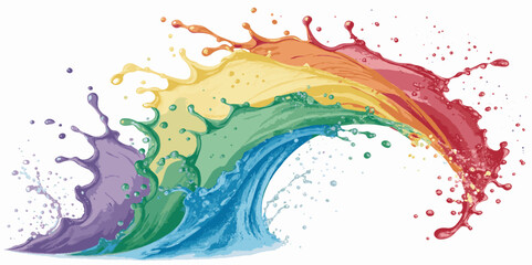 Abstract rainbow watercolor splash with ocean gradient effect spray paint style isolated on white background.